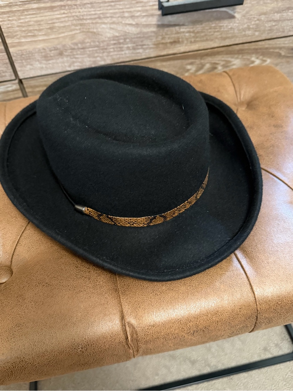 Universal Thread 100% Wool Animal Print Accent Fedora Hat